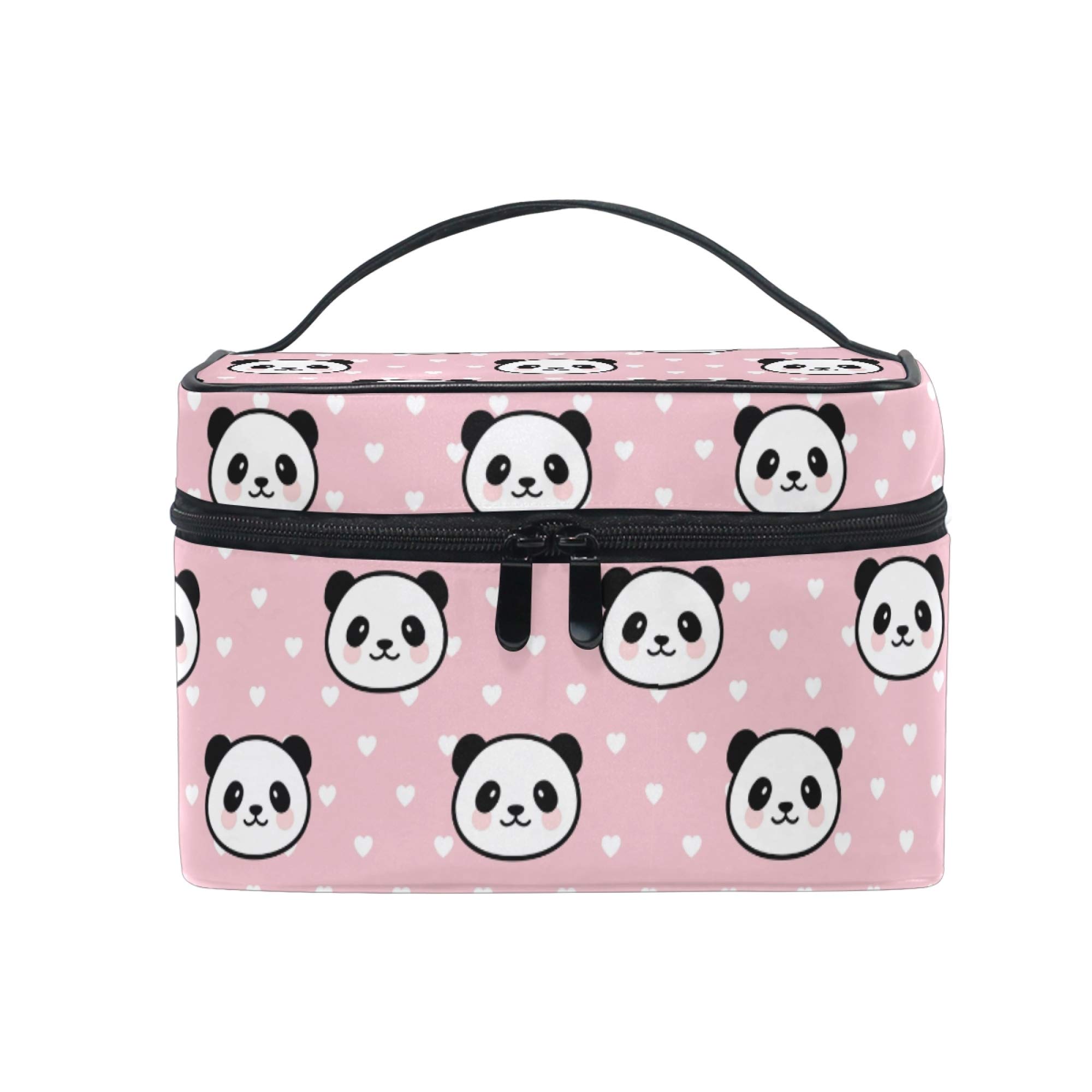 Panda Makeup Bag Pink Cute Cat Animal Carrying Portable Zip Travel Cosmetic Brush Bag Large Travel Organizer Artist for Girls Women