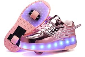 HOVERKICKES LED Roller Skate Shoes for Kids Boys Girls Light Up Roller Sneakers with Detachable Wheels Rechargeable Flashing Wheeled Shoes
