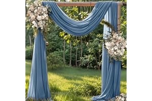Jimtx Dusty Blue Wedding Arch Draping Fabric 1 Panel 29" × 20FT Sheer Drapes Outdoor Curtain for Wedding Ceremony Baby Bridal Shower Arch Ceiling Backdrop Decor