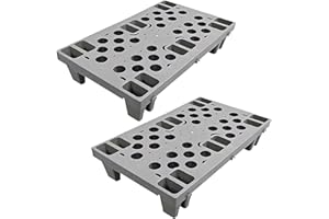 LXSEHN 2 Pcs Plastic Pallets, Lightweight Waterproof Plastic Floor Pallet for Basement Storage, Nestable Storage Pad with Extensive Uses for Garage Kitchen Supermarket Warehouse