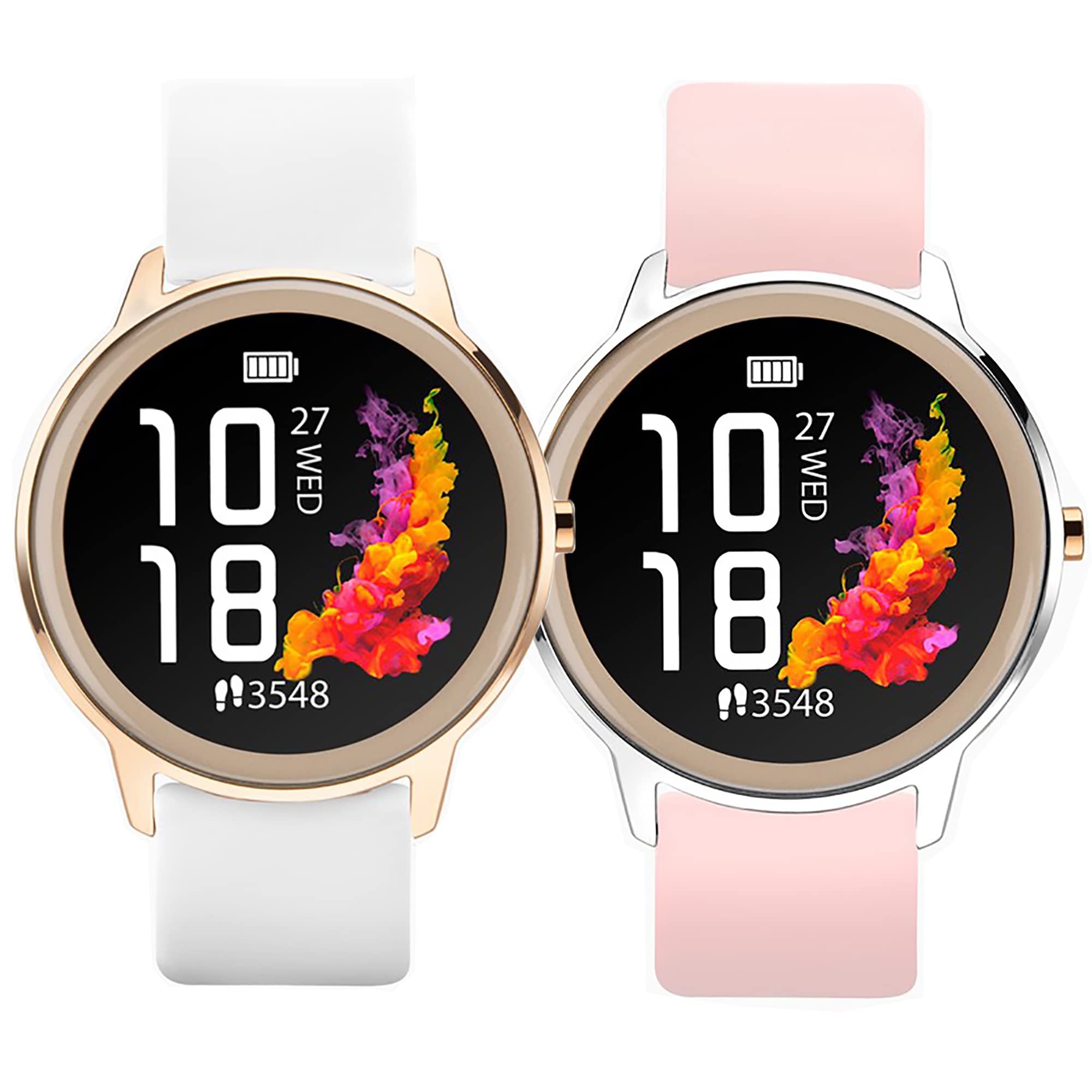 Blueshaweu Compatible for Sekonda Flex Smart Watch Bands, Sport Silicone Replacement Strap for Sekonda Flex Womens 42mm Smart Watch (White+Pink)