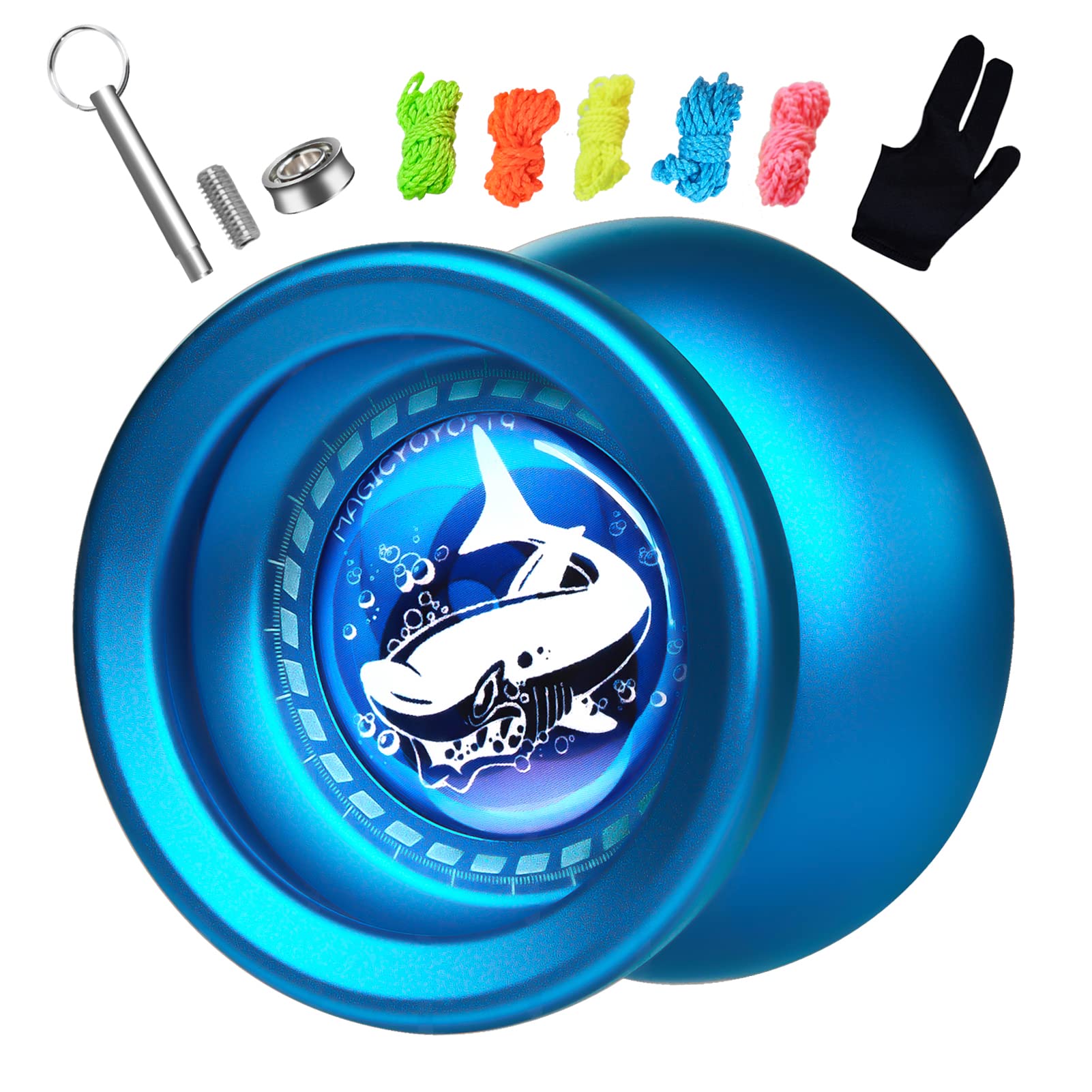 MAGICYOYO Responsive Yoyo for Beginners - Shark Alloy Yoyo + Glove + Bearing + Strings