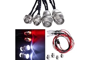 GoHobby RC Car Lights 4LEDs Headlights Taillight Kit Compatible with Traxxas HSP Tamiya Redcat RC4WD Axial SCX10 RC Car Truck Crawler Drift On Road Touring Cars (2 Red +2 White)