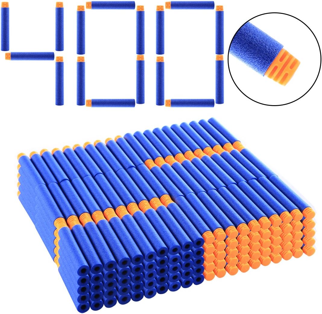 HYZH 400 Pack High Buffered Refill Bullet Darts Foam Bullet Darts for Nerf N-strike Elite Series-Dark Blue