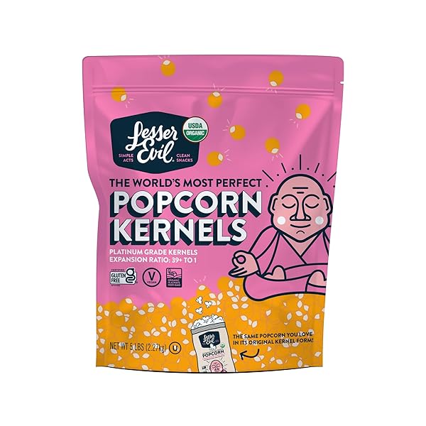 LESSEREVIL ORGANIC POPCORN KERNELS, NON-GMO VERIFIED, GLUTEN FREE,...