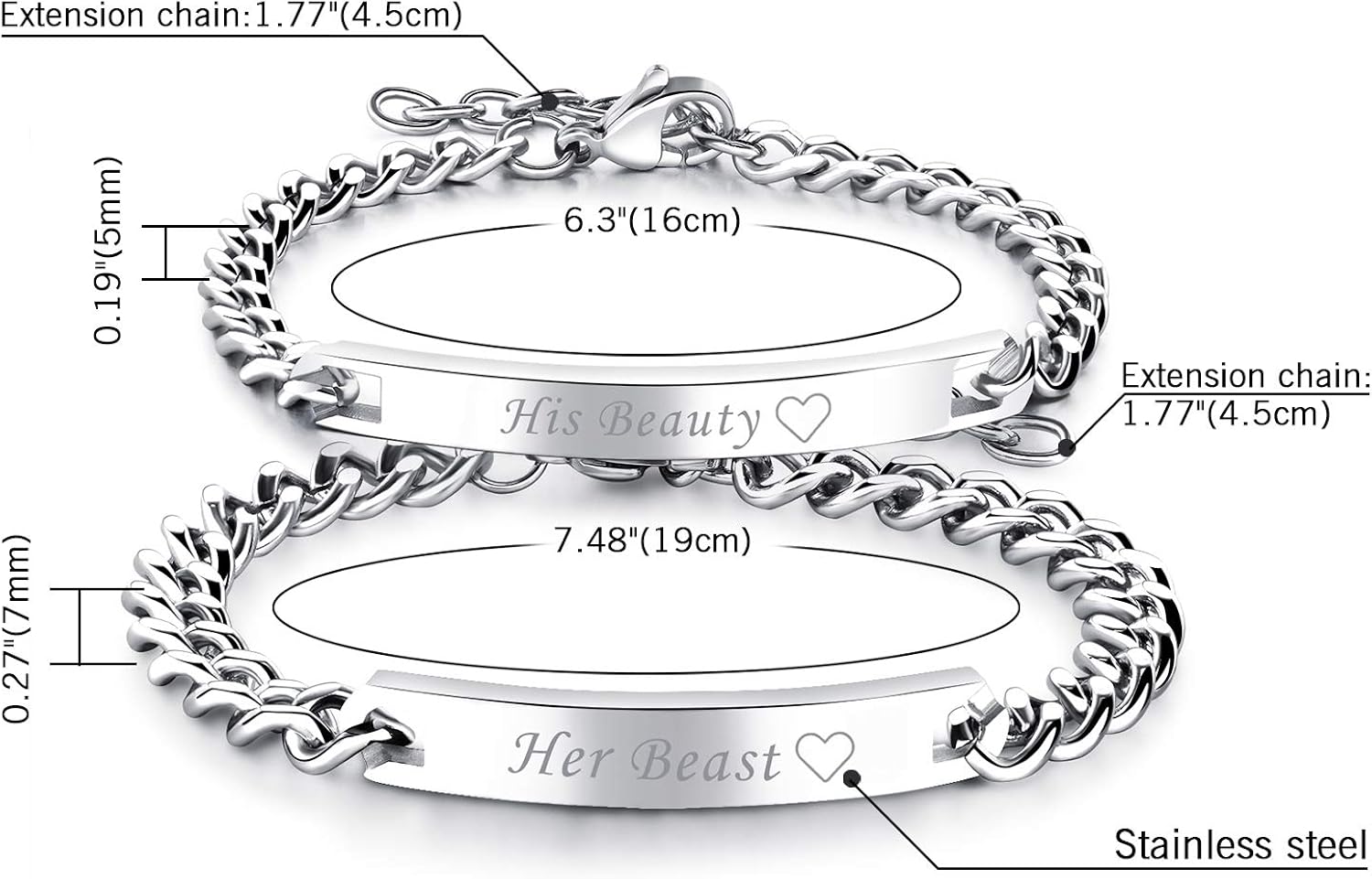Cupimatch 2pcs His and Hers Couple Bracelets Set - Image 4