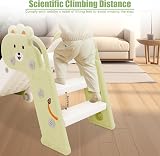 YULEYU Kids Foldable Toddler Slide Indoor Outdoor Play Equipment White Green view 5