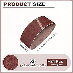 HARFINGTON 4 x 24 Inch Sanding Belts, 24 Pcs 80