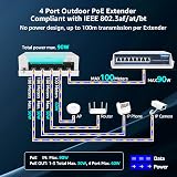 YuanLey PoE Extender 1 to 4 Mini Switch 90W In 60W Out IP66 Waterproof 250m view 2