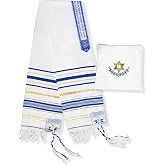 Zivosely Tallit Prayer Shawl 72"x 22" with Bag &amp; Pre-Attached Tzitzits For Men &amp; Women, Tallit Torah-Inspired Design