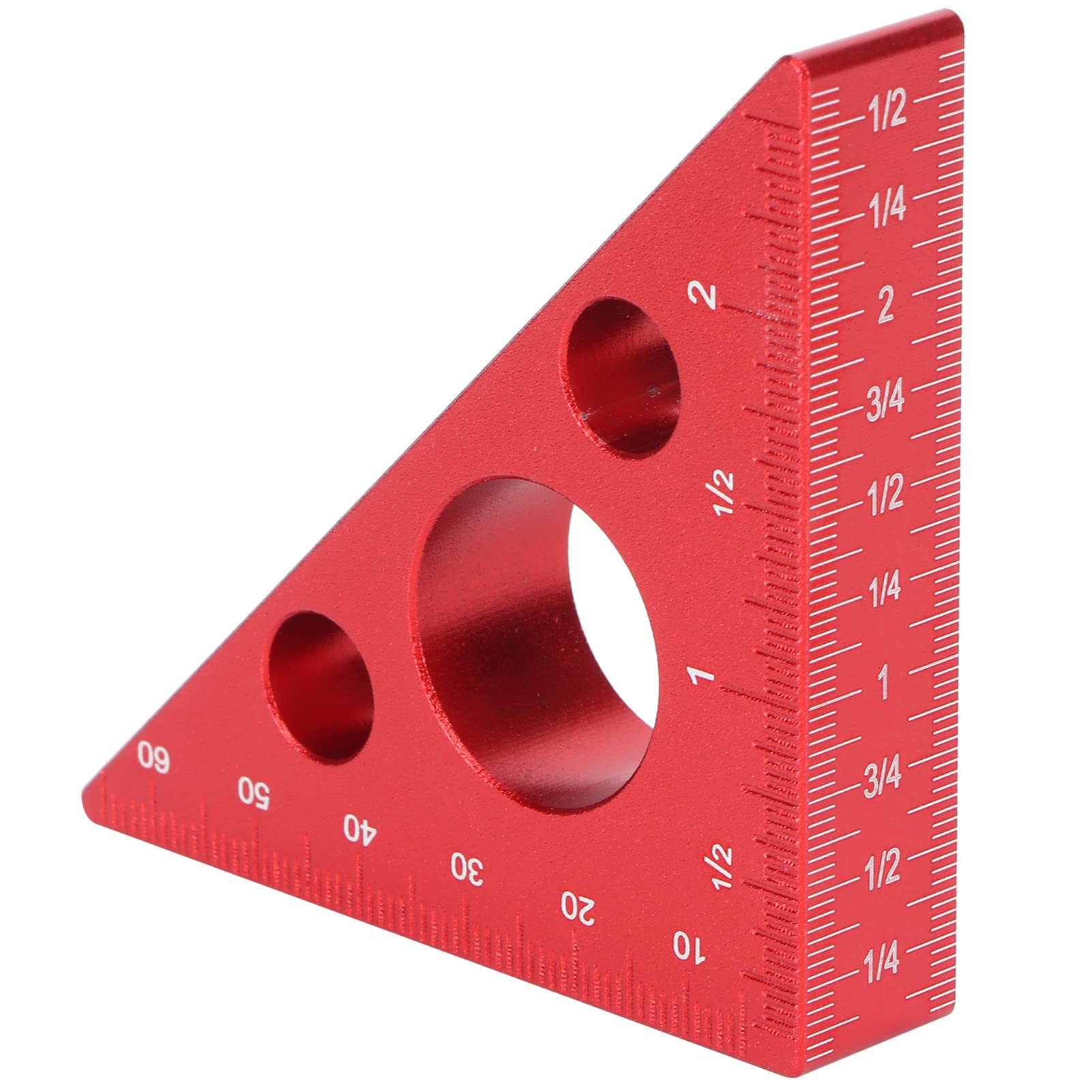 AUNMAS Triangular Ruler, 2.68x0.57x3.74in Aluminum Alloy 45 Degree 90 Degree Right Angle Thicken Height Ruler DIY Woodworking Triangle Ruler Height Measuring Gauging Tool