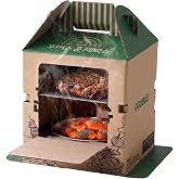 GGUBUS Grill House &ndash; All-in-One Disposable BBQ Grill, Portable Smoker &amp; Charcoal Roasting Box, Easy to Light, Food-Safe Paper, 90 Minutes of Coal Life &ndash; Outdoor Camping, Picnic (Pack of 1)