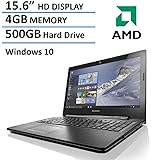 2016 New Edition Lenovo 15.6-inch Premium Laptop, AMD Dual-Core Processor, 4GB Memory, 500GB Hard Drive, HD LED Backlit Display (1366 x 768), DVD Burner, HDMI, VGA, Bluetooth, Webcam, Windows 10