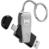 MOSDART 128GB USB C and A 3.1 Dual Flash Drive with Keychain, Silver | Fits Android Phones, iPhone 15, 16, 17, Macbook, iPad, For Photos and Videos, USB-C Port Protection, Phone Case Friendly