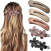 5 Pcs Flat Hair Clips, Medium Lay Flat Claw Clips for Women Girls,2 Styles Strong Hold Non-slip Matte Hair Claws for Thick Thin Hair(Brown&Purple)