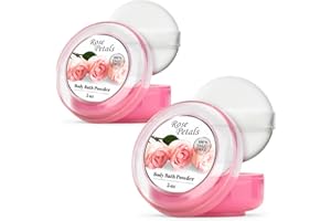 R-NEU 2 Pack Dusting Powder for Women with Powder Puff, 100% Talc-Free, Elegant Rose Petal Scented Body Powder, After Bath for Soft Skin, Extra Large, (10oz)
