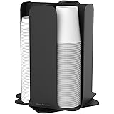 Mind Reader Cup and Lid Organizer Carousel, 4 Compartment, Black, 7.75 x 12 x 7.75