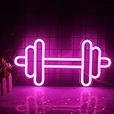 Lucunstar Gym Neon Sign Barbell Pink Neon Signs LED Dumbbell Shaped Light Up Gym Wall Stickers for Fitness Club Decor LED Sign Sports Gifts for Teen Girls Teen Sports Room Game Room Decor