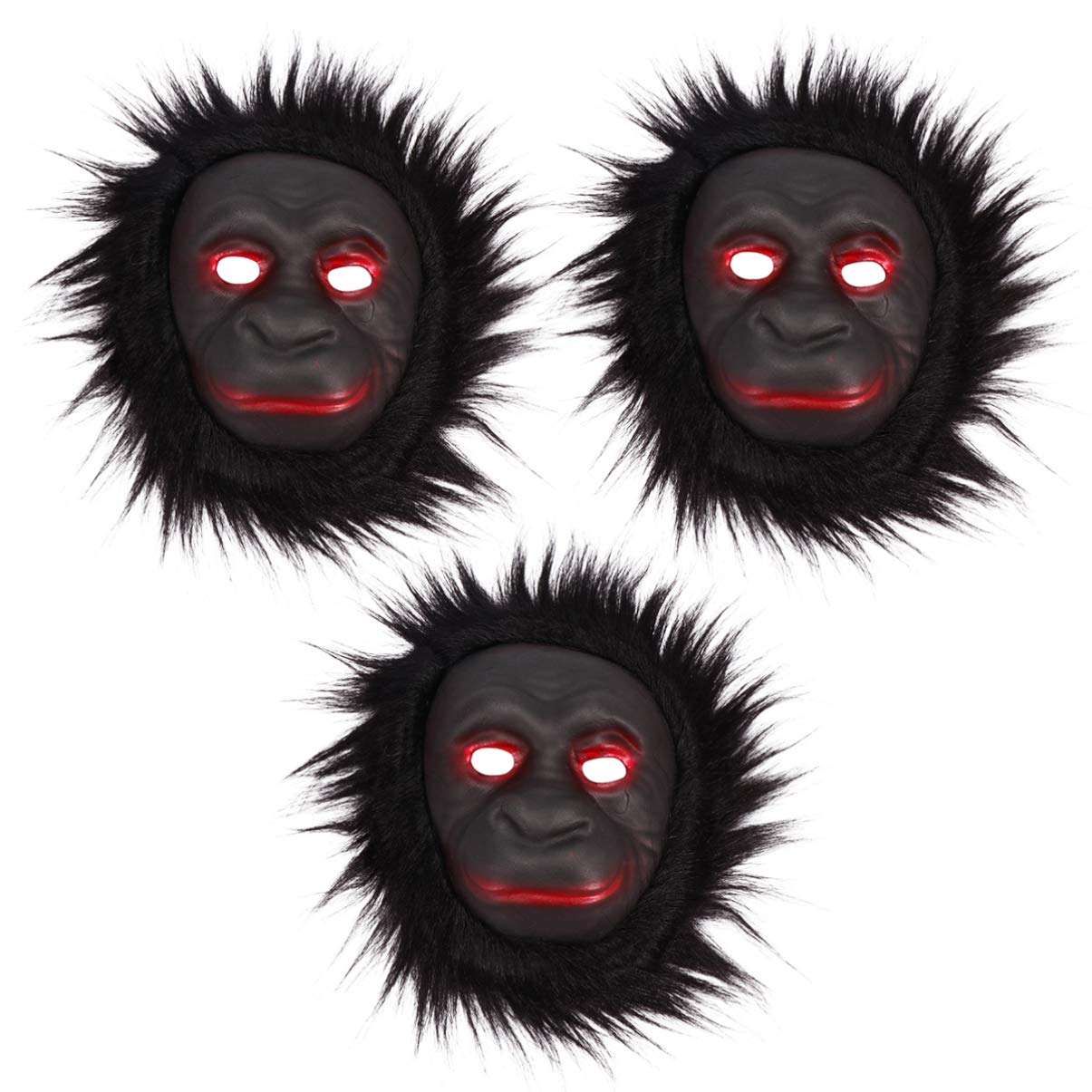 3pcs Gorilla Masks with Chimpanzee Masks Animal Halloween Party Costume Decorations