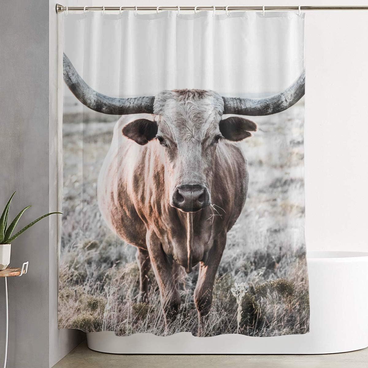 Shower Curtains, Hooks & Liners Fungaby Longhorn Cow Shows ...