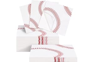ChicRosa 96 Pack Baseball Napkins 13 x 13 Inches Baseball Pattern Napkins Baseball Themed Napkins for Baseball Theme Party, Sports Party, Birthday Party (White,Red)