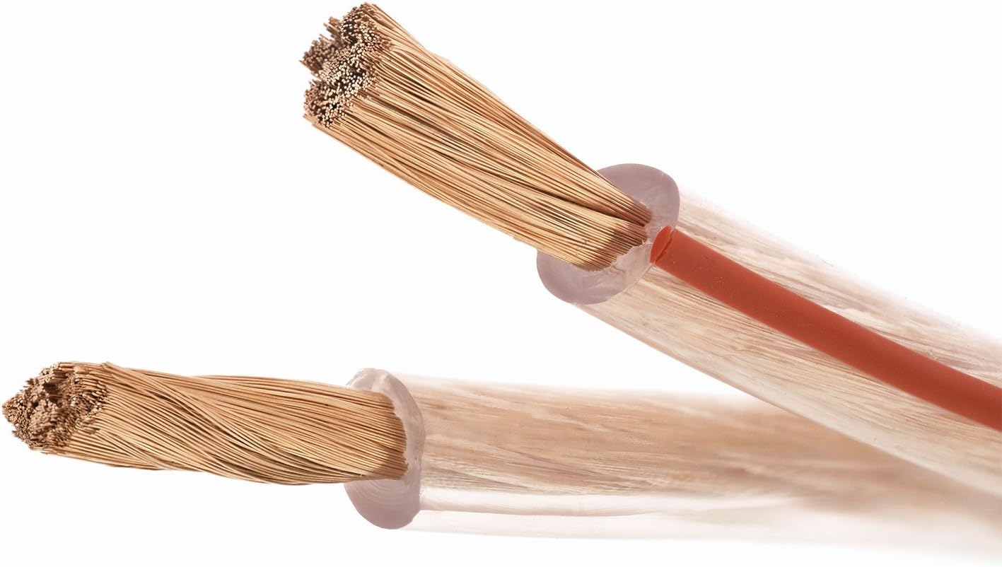 DCSk Transparent Speaker Cable - German Made High-End 99.99% OFC Copper Speaker Wire for HiFi or Car Audio - AWG 10-777x0.10mm strands high flexibile Speaker Cables - 100m - 2 x 6mm