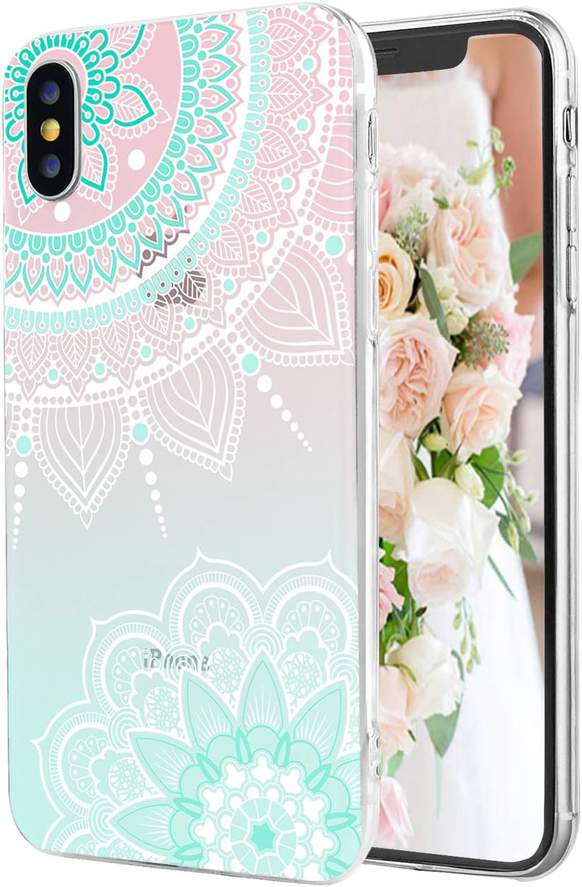 iPhone 8 Plus Clear Case iPhone 7 Plus Case Floral White Flowers Spray Pattern Clear IMD Hybrid Hard TPU Shockproof Phone Cases for Women Girls-[5.5"]
