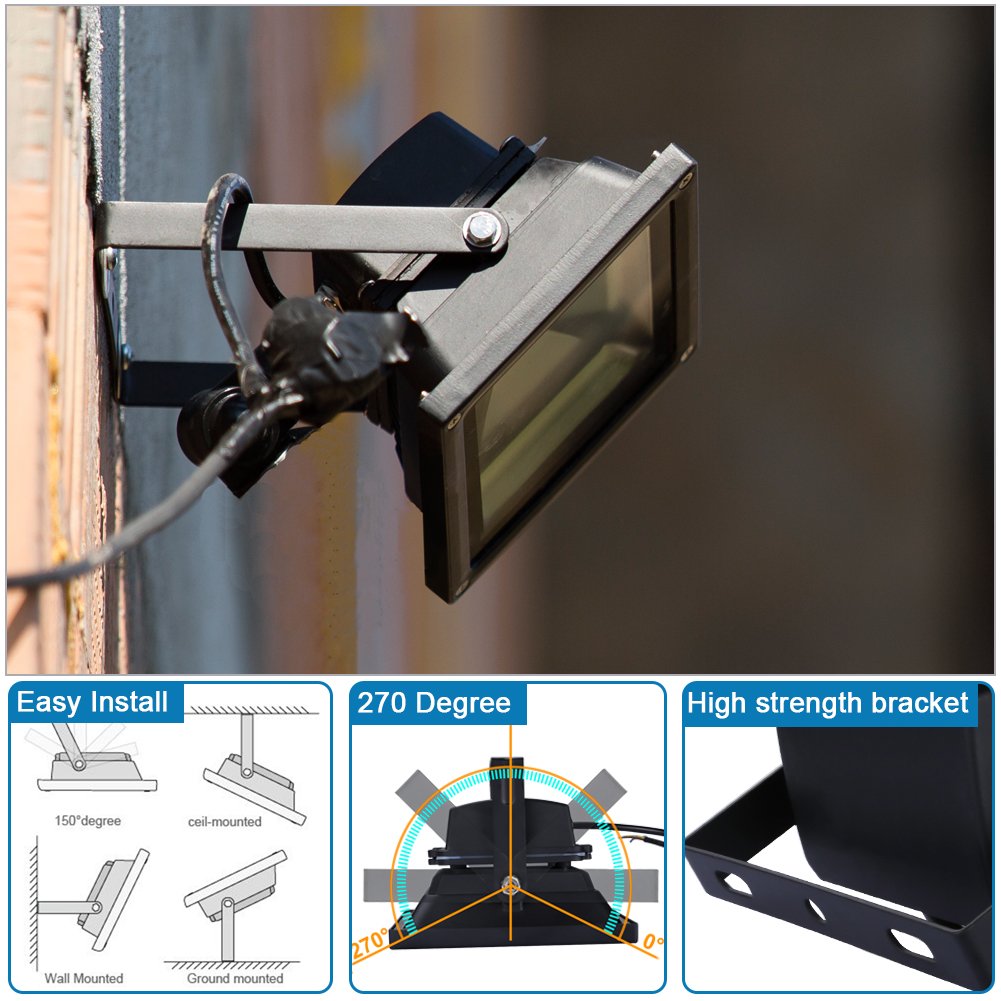 LEDMO LED Flood Lights, Waterproof IP65 for outdoor, Daylight White, 6000K, 1600lm, 100W Halogen Equivalent, Security Lights, Floodlight