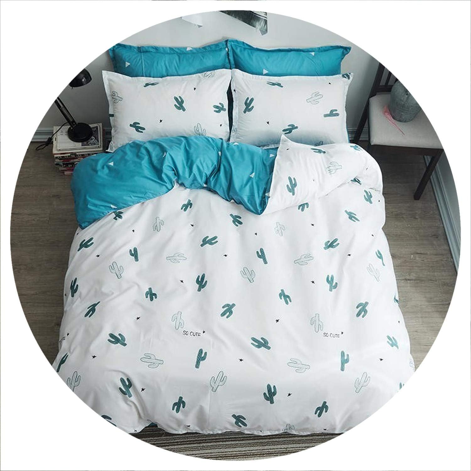 Green Plant Family Bedding Set Bedclothes Flat Bed Sheet Bedding Set Soft Comfortable Duvet Cover Set Twin Full Queen King Size,10,2pcs Pillowcase,Flat Bed Sheet