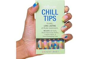 Chillhouse - Chill Tips, Press on Nails Kit - Groovy Baby (Oval) - 30 Nail Shapes & Sizes - Up to 3 Weeks of Wear - Customizable Fit - Reusable - Latina Founded & Women Owned - Beauty & Self Care