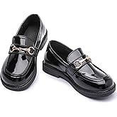 DADAWEN Toddler Little Kid Girls Loafers Slip On Flats Casual Boat Shoes Round Toe Wedding Church School Uniform Dress Shoes