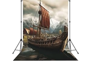 Old Viking Boat Backdrop Background for Photography 5x7ft Photobooth Professional Photo Backdrop Curtains Video Photography S