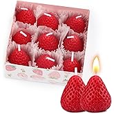9 Pack Strawberry Shaped Scented Candles, Red Mini Soy Wax Fruit Aroma Decorative Candles, Realistic Strawberry Design for Bedroom, Bathroom, Parties, Table Décor, Photo Props, Birthday Gifts