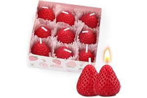 ARPOVIST 9 Pack Strawberry Shaped Scented Candles, Red Mini Soy Wax Fruit Aroma Decorative Candles, Realistic Strawberry Design for Bedroom, Bathroom, Parties, Table Décor, Photo Props, Birthday Gifts
