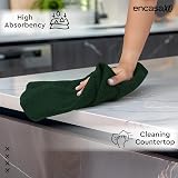 Encasa XO Kitchen Dish Towels Set Dark Green Waffle Weave Cotton 70x45cm 4pk view 2