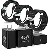 45W Super Fast Charger USB C,3 Pack USB C Charger Block with 10/10/6FT Type C Cable Fast Charge for Samsung Galaxy S25 S24 Ul