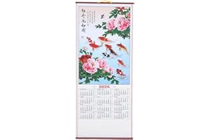MAGICLULU 2026 Year of The Horse Wall Calendar, Chinese Lunar Hanging Calendar, Monthly Planner Imitation Rattan Design for C