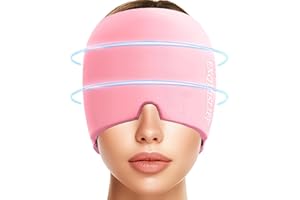 EXQUISLIFE Migraine Ice Head Wrap Cap Headache Relief Hat Hot and Cold Therapy Eyes Mask for Sinus Tension and Stress Relief 