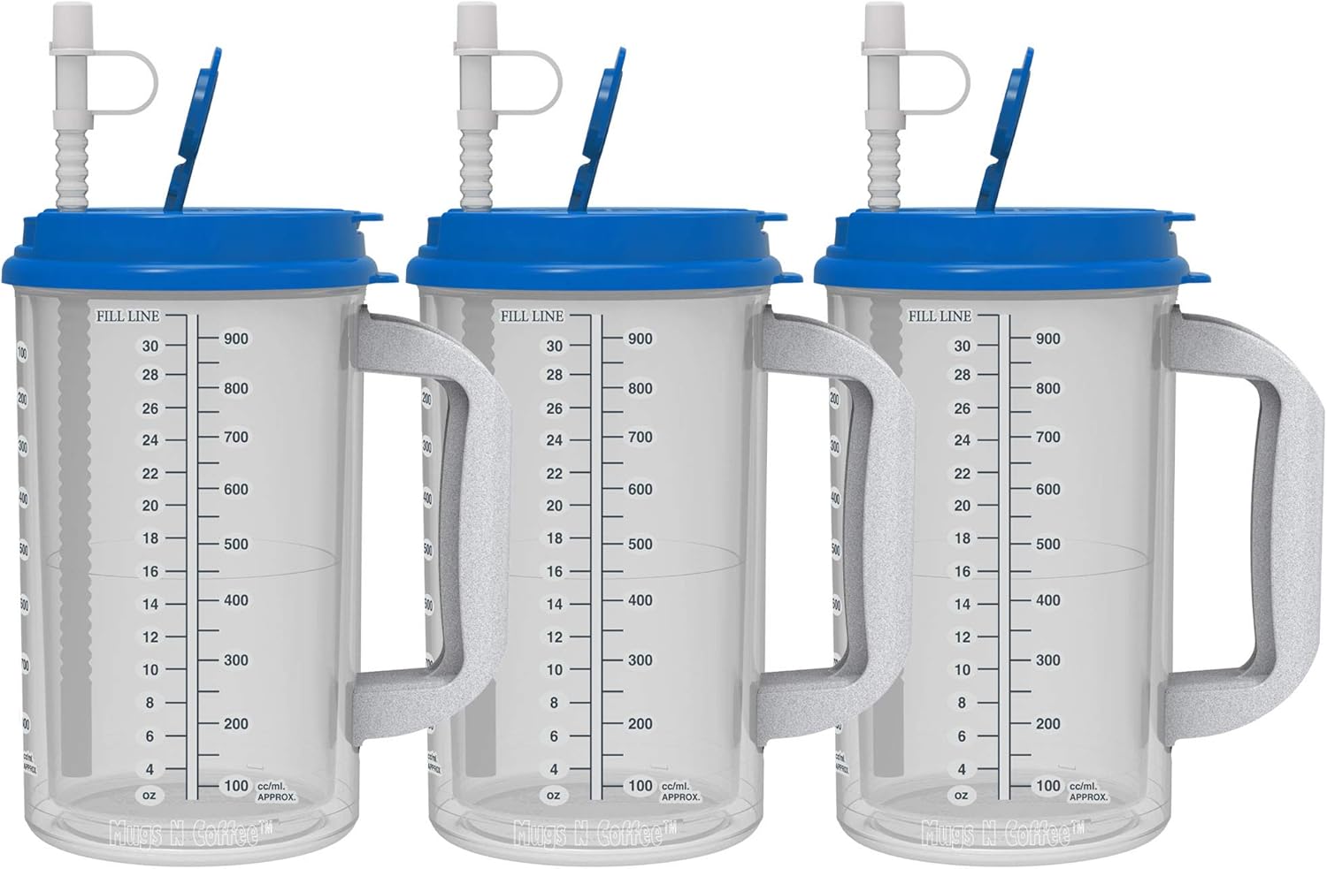 (3) 32 Oz Hospital Insulated Cold Drink Mugs with Pearl