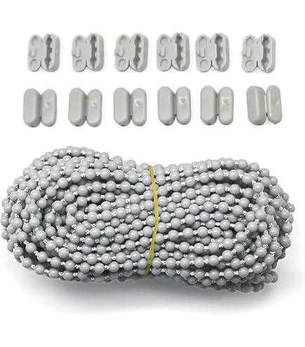 Plastic #10 Beaded Pull Chain – 10 Feet White Blind Cord With 2 Connectors, 4.5mm Balls