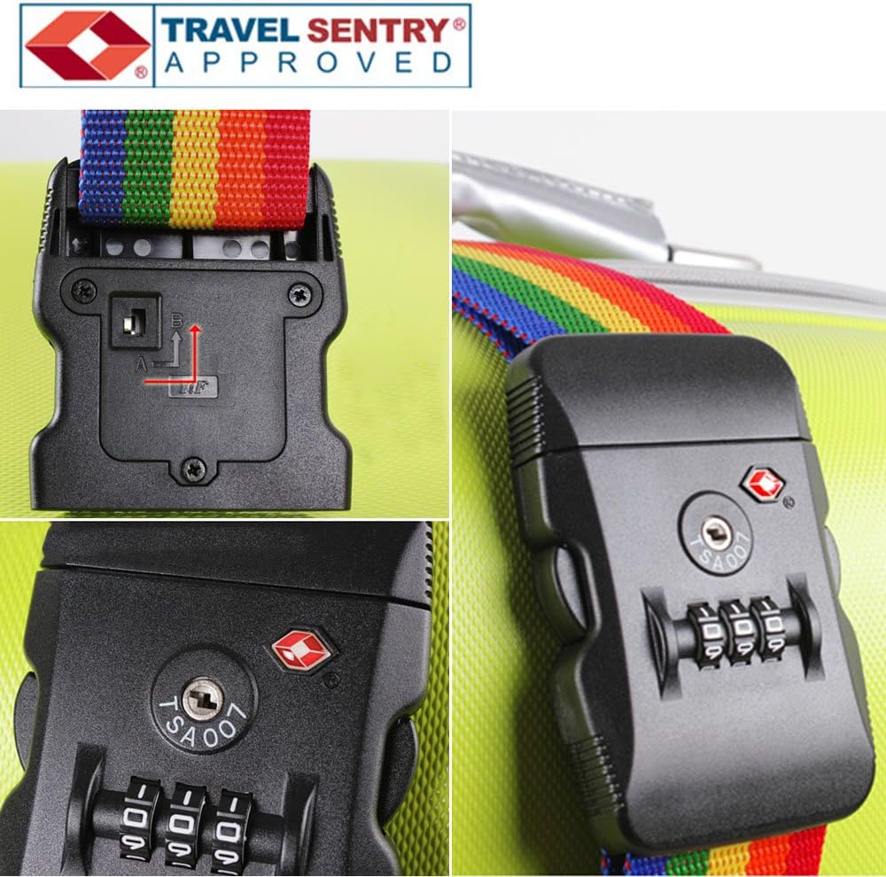 Onecreation Luggage Straps Suitcase Belts Tsa Approved Adjustable Travel Luggage Strap Packing Belt With 3 Dial Combination Code Security Locks Luggage Accessories Powderhousebend Com