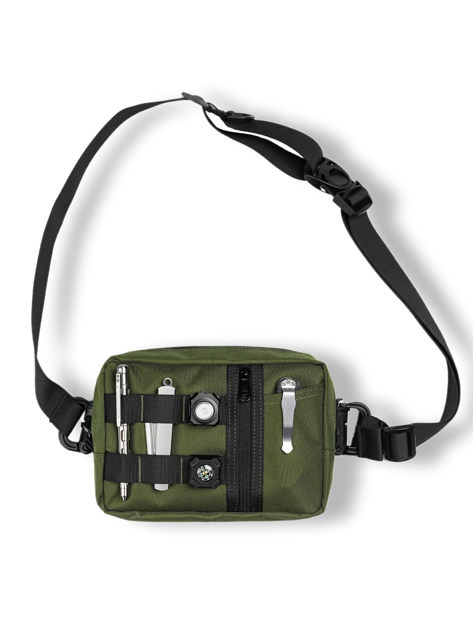 VIPERADE CHW2 Men's Bum Bag with 7 Pockets, Utility EDC Belt Bag Outdoor Hip Bags Adjustable Strap, Nylon Fanny Pack Waist Bags for Travel Hiking Camping - Green