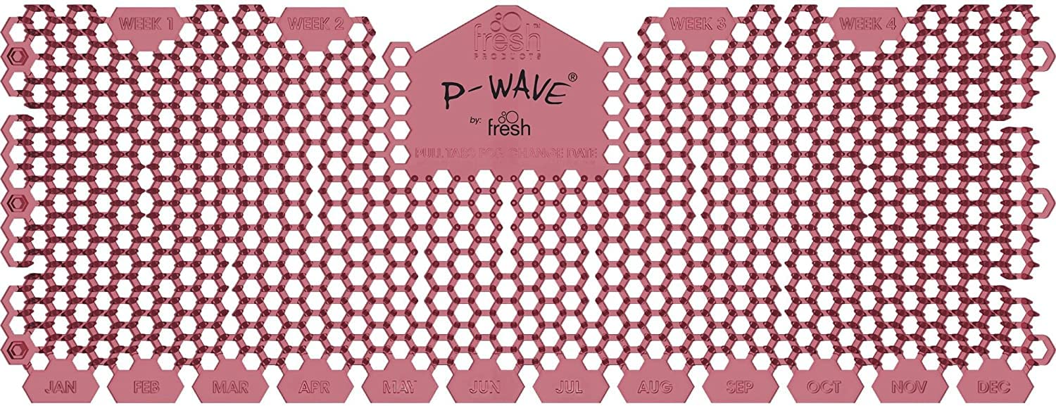 P-Wave 6 Pack Trough Urinal Screen Splash Mats, Large Size Fits All Types Of Trough Urinals, Deodoriser & Odour Neutraliser, Long Lasting, Anti-Splash Mats with Slanted Bristle, Spiced Apple