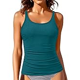 Women Tankini Top Only - Tummy Control Bathing Suit Top Ribbed Swim Tank No Bottom 2025