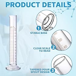 Copkim 5 Pcs Glass Graduated Cylinder Metric Scale