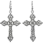 ONLYJUMP Gothic Cross Earrings Dangle, Cross Earrings for Women Vintage Gold Silver Cross Earrings Punk Style Big Cross Earrings Halloween Christmas New Year Jewelry Gift