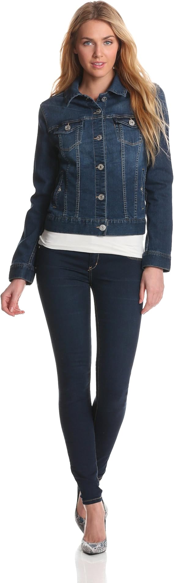 petite stretch denim jacket