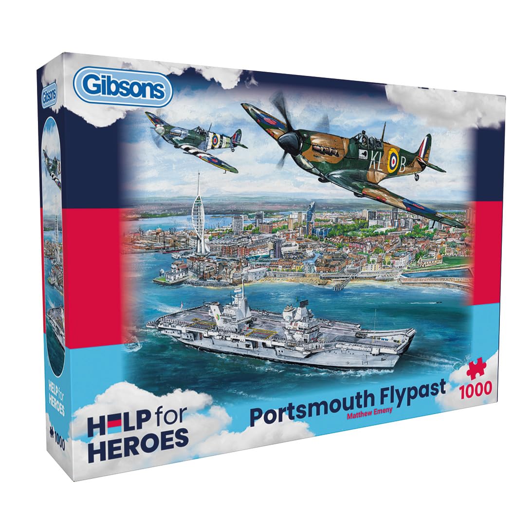 Gibsons Portsmouth Flypast 1000 Piece Jigsaw Puzzle for Adults – Spitfire Aircraft Over Portsmouth Harbour – Challenging Premium UK/EU Made Puzzle – Historic Aviation Scene — image 1