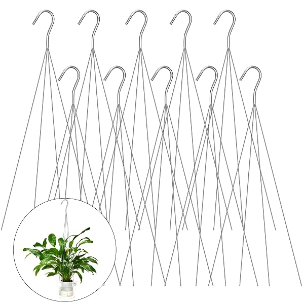 10 PACK 24 INCHES STRONG WIRE PLANT HANGERS FOR HANGING BASKETS 4 ORCHID HANGING BASKET WIRE METAL HOOK HANGER FOR GREENHOUSE SUPPLIES GARDENING INDOOR OUTDOOR PATIO HOOK FLOWER POT BASKET