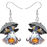 BAMAY Acrylic Ghost Earrings for Women,Funny Pumpkin Halloween Earrings Dangle Drop Spooky Gifts for Women Jewelry Costume Accessories